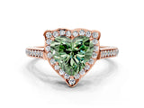 Rose gold Fancy Green Heart  Halo Round Diamond Pave Band with Four-Prong Setting_38