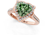 Rose gold Fancy Green Heart  Halo Round Diamond Pave Band with Four-Prong Setting_39