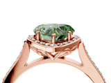 Rose gold Fancy Green Heart  Halo Round Diamond Pave Band with Four-Prong Setting_42