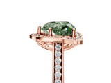 Rose gold Fancy Green Heart  Halo Round Diamond Pave Band with Four-Prong Setting_43