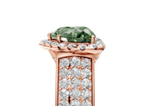 Rose gold Fancy Green Heart  Halo Round Diamond Pave Band with Prong Setting 5