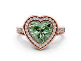 Rose gold Fancy Green Heart  Halo Solitaire Diamond Ring with Pave Band and Bezel Setting_29
