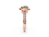 Rose gold Fancy Green Heart  Halo Solitaire Diamond Ring with Pave Band and Bezel Setting_31