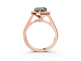 Rose gold Fancy Green Heart  Halo Solitaire Diamond Ring with Pave Band and Bezel Setting_32