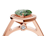 Rose gold Fancy Green Heart  Halo Solitaire Diamond Ring with Pave Band and Bezel Setting_33