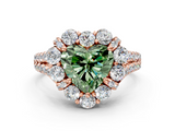 Rose gold Fancy Green Heart  Halo Split Shank Diamond Engagement Ring with Pave Band and Four-Prong Setting