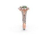 Rose gold Fancy Green Heart  Halo Split Shank Diamond Engagement Ring with Pave Band and Four-Prong Setting_2