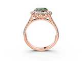 Rose gold Fancy Green Heart  Halo Split Shank Diamond Engagement Ring with Pave Band and Four-Prong Setting_3