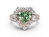 Rose gold Fancy Green Heart  Halo Split Shank Diamond Engagement Ring with Prong Setting