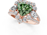 Rose gold Fancy Green Heart  Halo Split Shank Diamond Engagement Ring with Prong Setting_1