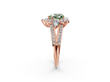 Rose gold Fancy Green Heart  Halo Split Shank Diamond Engagement Ring with Prong Setting_2