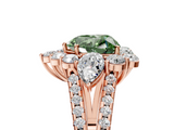 Rose gold Fancy Green Heart  Halo Split Shank Diamond Engagement Ring with Prong Setting_5
