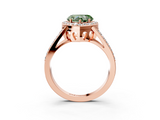 Rose gold Fancy Green Heart  Halo Split Shank Diamond Ring with Four-Prong Setting_3