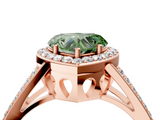 Rose gold Fancy Green Heart  Halo Split Shank Diamond Ring with Four-Prong Setting_4