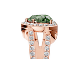 Rose gold Fancy Green Heart  Halo Split Shank Diamond Ring with Four-Prong Setting_5