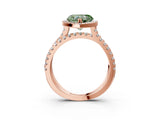 Rose gold Fancy Green Heart  Halo Split Shank Diamond Ring with Pavé Setting 3