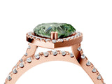 Rose gold Fancy Green Heart  Halo Split Shank Diamond Ring with Pavé Setting 4
