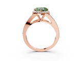 Rose gold Fancy Green Heart  Halo Split Shank Diamond Ring with Prong Setting_3