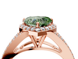 Rose gold Fancy Green Heart  Halo Split Shank Diamond Ring with Prong Setting_4
