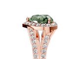 Rose gold Fancy Green Heart  Halo Split Shank Diamond Ring with Prong Setting_5