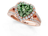 Rose gold Fancy Green Heart  Halo Split Shank Pave Diamond Ring with Four-Prong Setting_30