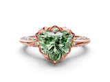Rose gold Fancy Green Heart  Halo Split Shank Pave Diamond Ring with Petal Prong Setting_19