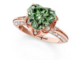 Rose gold Fancy Green Heart  Halo Split Shank Pave Diamond Ring with Petal Prong Setting_20