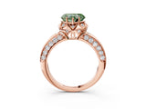 Rose gold Fancy Green Heart  Halo Split Shank Pave Diamond Ring with Petal Prong Setting_22
