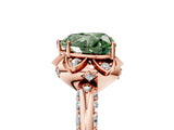 Rose gold Fancy Green Heart  Halo Split Shank Pave Diamond Ring with Petal Prong Setting_24