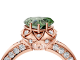 Rose gold Fancy Green Heart  Halo Split Shank Pave Diamond Ring with Petal Prong Setting_7