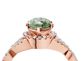 Rose gold Fancy Green Heart  Halo Twist Band Solitaire Prong Setting Ring_4