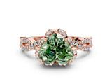 Rose gold Fancy Green Heart  Halo Twist Band Solitaire Ring with Six-Prong Setting_29