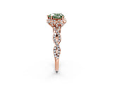 Rose gold Fancy Green Heart  Halo Twist Band Solitaire Ring with Six-Prong Setting_31