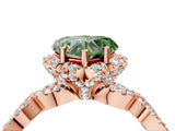 Rose gold Fancy Green Heart  Halo Twist Band Solitaire Ring with Six-Prong Setting_33