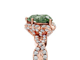 Rose gold Fancy Green Heart  Halo Twist Band Solitaire Ring with Six-Prong Setting_34