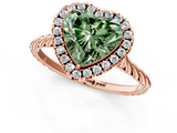 Rose gold Fancy Green Heart  Halo Twisted Band Four-Prong Diamond Ring_1