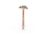 Rose gold Fancy Green Heart  Halo Twisted Band Four-Prong Diamond Ring_2