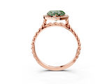 Rose gold Fancy Green Heart  Halo Twisted Band Four-Prong Diamond Ring_3