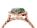 Rose gold Fancy Green Heart  Halo Twisted Band Four-Prong Diamond Ring_4
