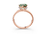 Rose gold Fancy Green Heart  Halo Twisted Band Four-Prong Ring_35
