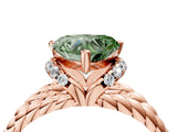 Rose gold Fancy Green Heart  Halo Twisted Band Four-Prong Ring_36