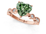Rose gold Fancy Green Heart  Milgrain Bezel Diamond Engagement Ring with Solitaire Prong Setting_30