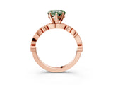 Rose gold Fancy Green Heart  Milgrain Bezel Diamond Engagement Ring with Solitaire Prong Setting_32