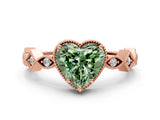 Rose gold Fancy Green Heart  Milgrain Marquise Diamond Twist Band Ring_62