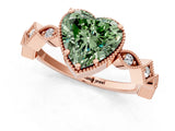 Rose gold Fancy Green Heart  Milgrain Marquise Diamond Twist Band Ring_63