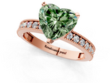 Rose gold Fancy Green Heart  Milgrain Pave Diamond Engagement Ring with Four-Prong Setting_1