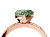 Rose gold Fancy Green Heart  Milgrain Pave Diamond Engagement Ring with Four-Prong Setting_4
