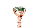Rose gold Fancy Green Heart  Solitaire Beaded Band Prong Setting Ring 5