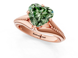 Rose gold Fancy Green Heart  Solitaire Beaded Band Six-Prong Setting_1