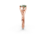 Rose gold Fancy Green Heart  Solitaire Beaded Band Six-Prong Setting_2